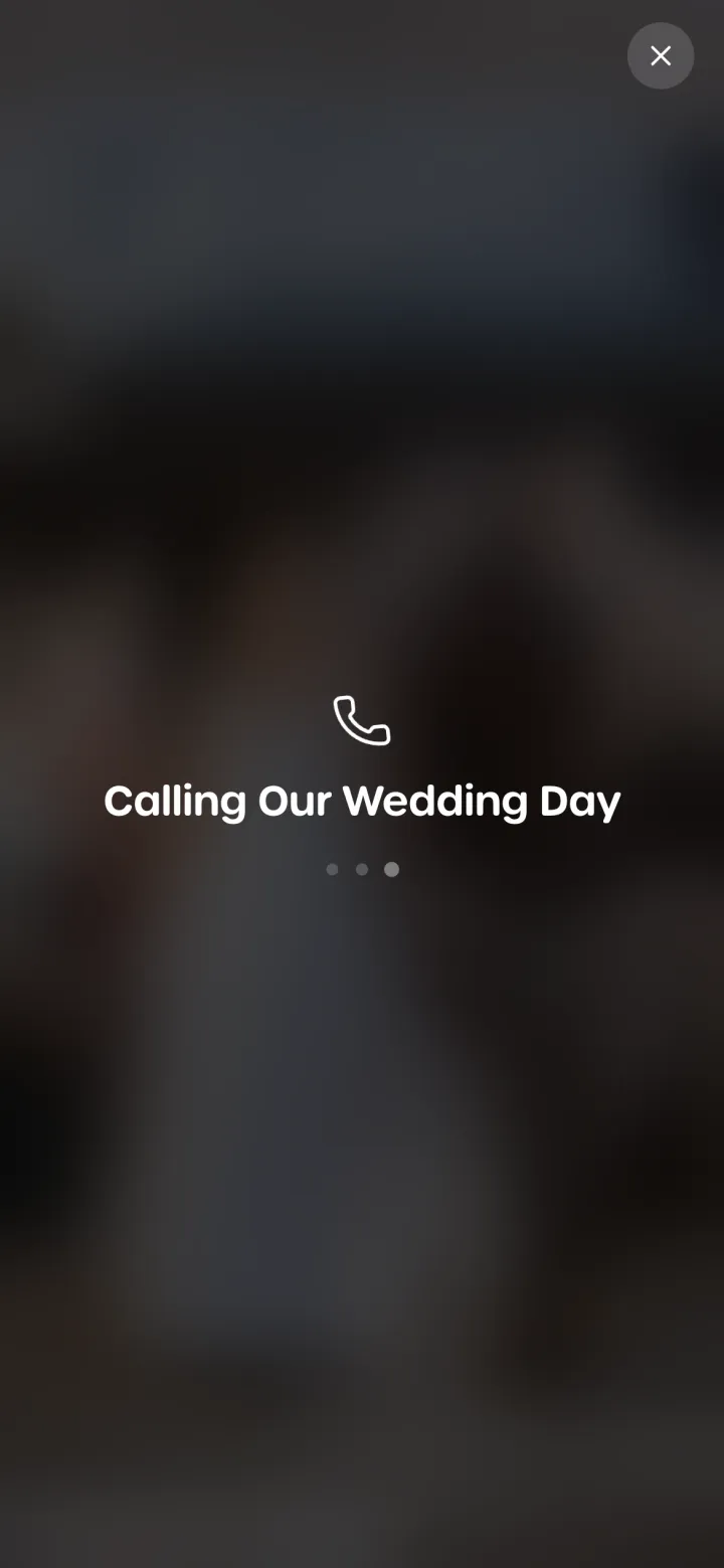A voicemail being recorded, captioned Calling Our Wedding Day.